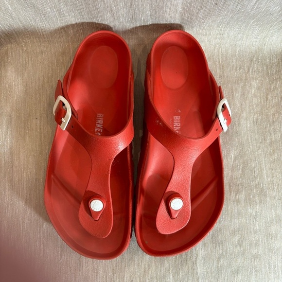 BIRKENSTOCK Sz 6 Gizeh Red EVA Rubber Toe Post Slip On Slides Sandals - Picture 3 of 9